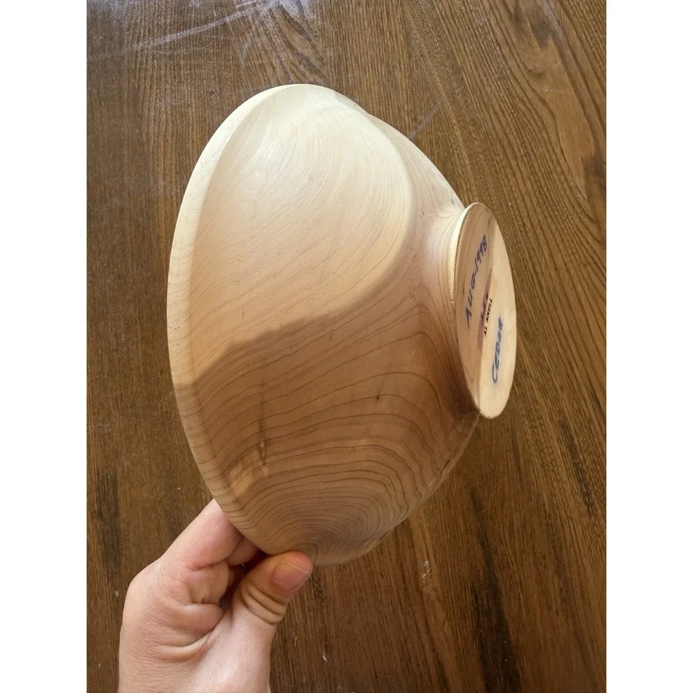 Vintage 1998  Hand-Turned Cedar Wood Bowl by Al Snell - 9